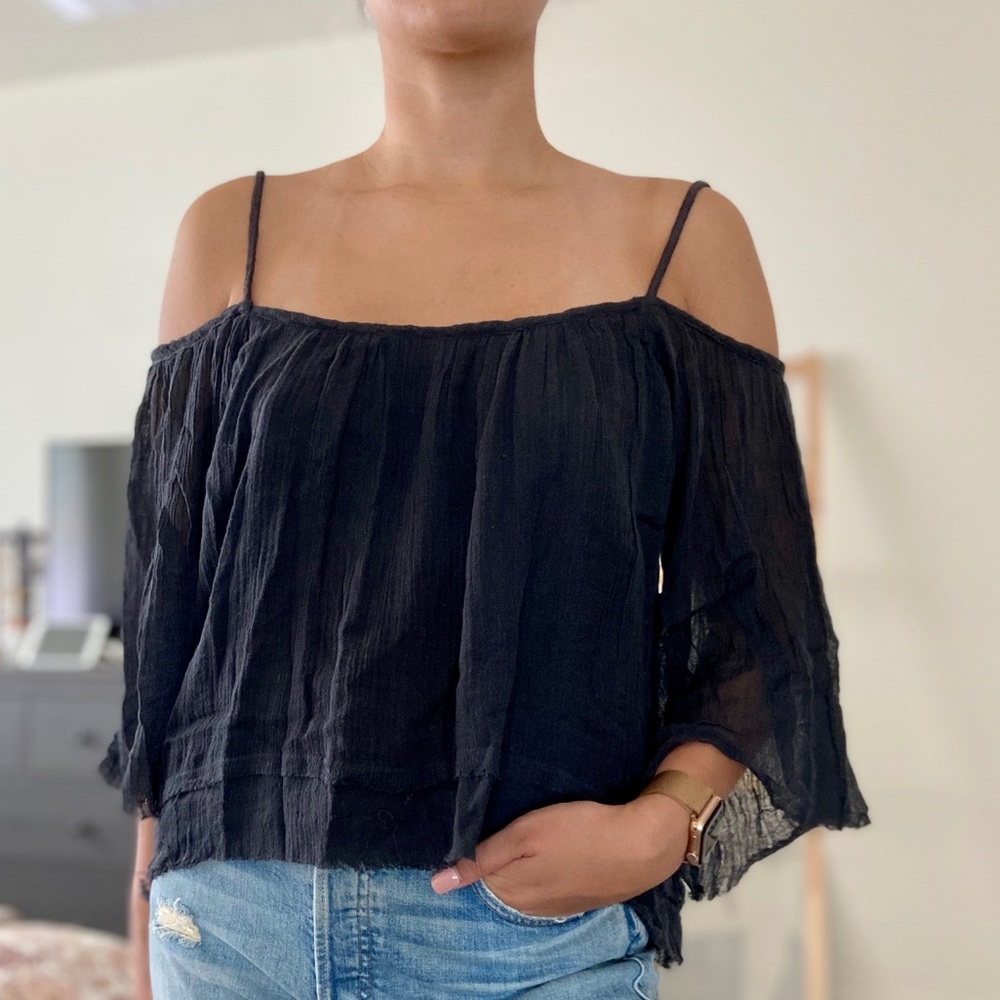 ECOTE braided strap cold shoulder top